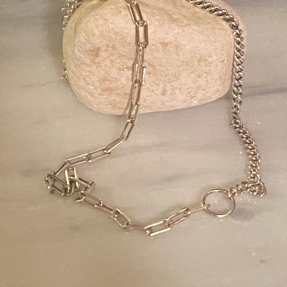 Dual Sided Paperclip Curb Link Sterling silver Chain Necklace